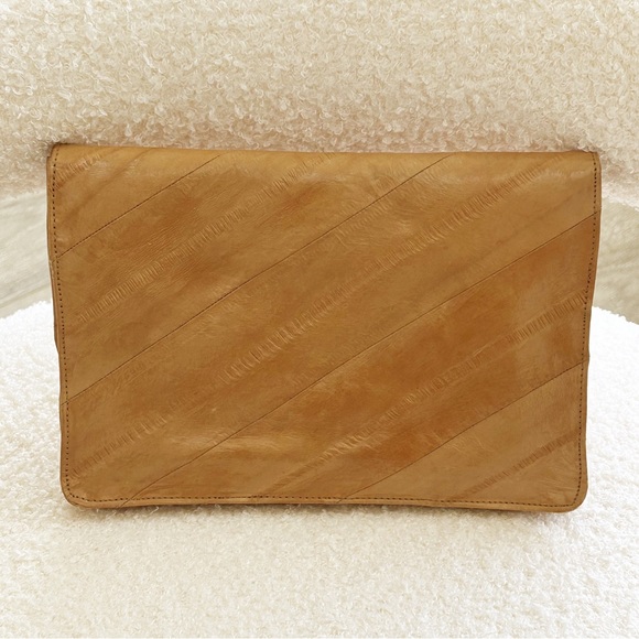 VINTAGE Eel Skin Clutch Purse Tan - Picture 3 of 6